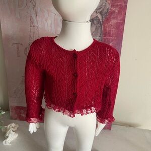 The Children's Place Baby Girl Red Lace Button-Up Cardigan